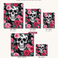 Skull Wrapped in Pink Roses canvas sizes from 12 x 12 to 23.5 x 23.5 inches