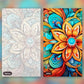 Abstract Floral Swirls paint by numbers kit, before and after