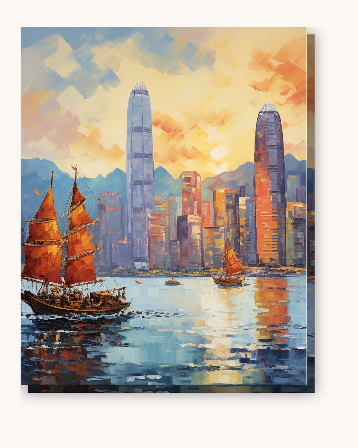Skyline Meets the Sea paint by numbers kit on stretched canvas