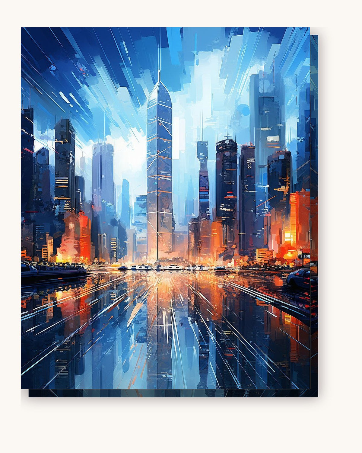 Skyline of Hong Kong paint by numbers kit on stretched canvas