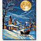 Sleigh and Full Moon over the Village paint by numbers kit on stretched canvas