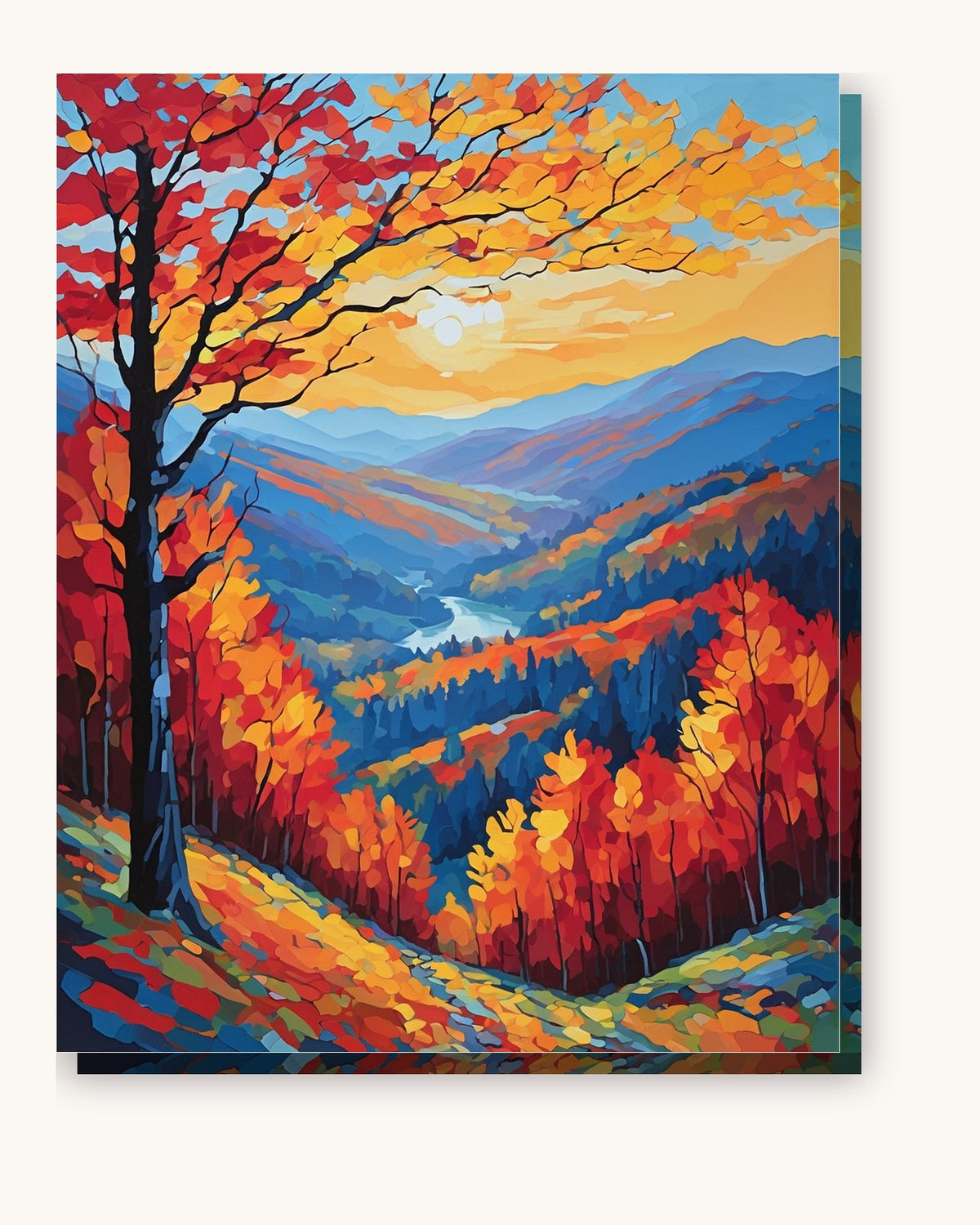Smoky Mountains in Autumn paint by numbers kit on stretched canvas