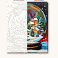 Snow Globe with a Christmas Village numbered canvas next to the finished painting