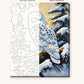 Snowy Owl on a Pine Branch numbered canvas next to the finished painting