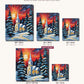 Snowy White Church at Sunset canvas sizes from 12 x 12 to 23.5 x 23.5 inches