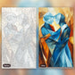 Twin Flames paint by numbers kit, before and after
