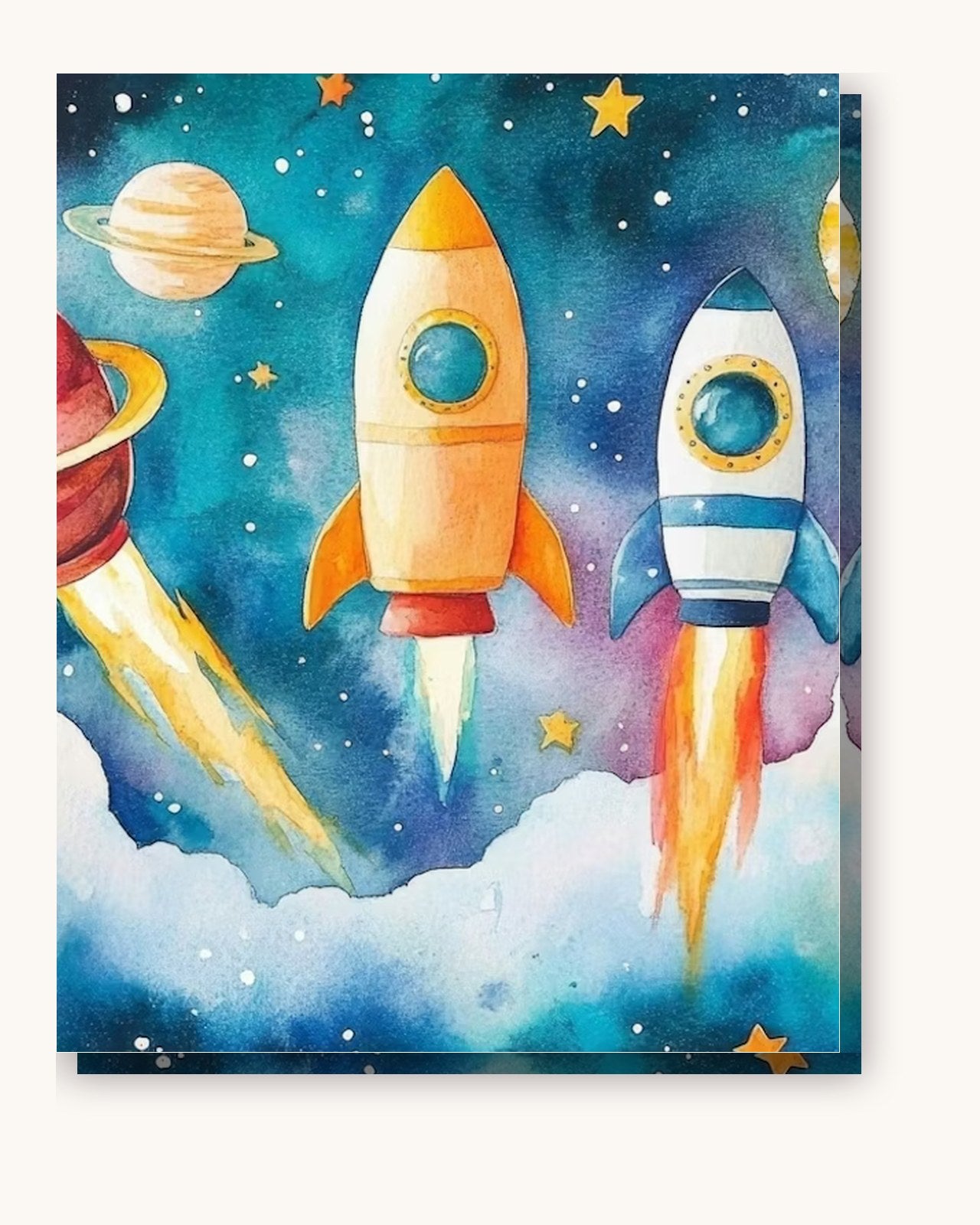 スペースロケット | 数字塗り絵キット – Artistry By Numbers