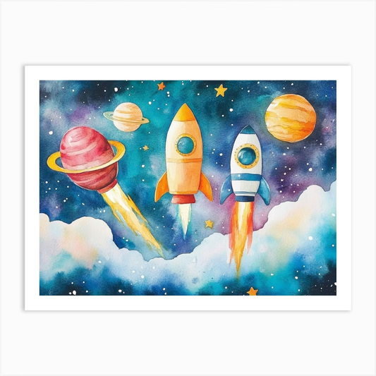 Space Rockets Painting by Numbers Premium Kit