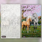 Spring Horses paint by numbers kit, before and after