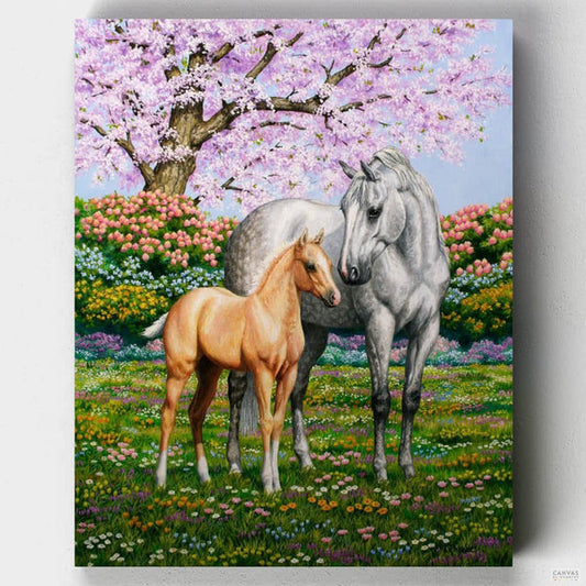Spring Horses Painting by Numbers Premium Kit