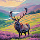 Stag in the Misty Highlands paint by numbers kit, stag on a foggy heather hillside