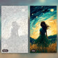 Celestial Reflection paint by numbers kit, before and after