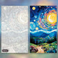 The Starry Veil paint by numbers kit, before and after