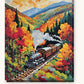 Steam Train through Autumn Hills paint by numbers kit on stretched canvas