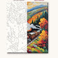Steam Train through Autumn Hills numbered canvas next to the finished painting