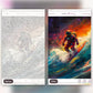 Stellar Skater paint by numbers kit, before and after