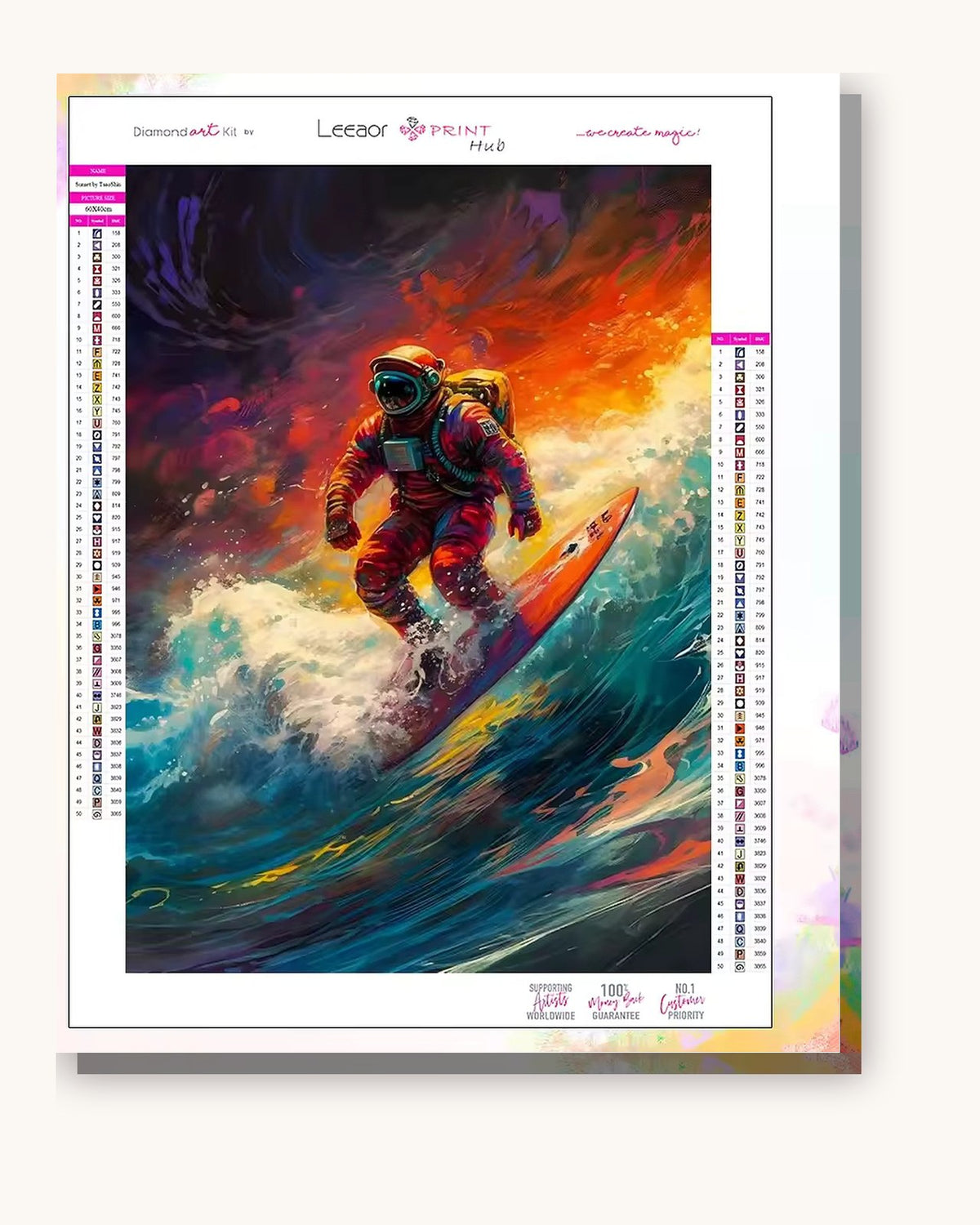 Stellar Skater paint by numbers kit on stretched canvas