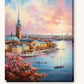 Stockholm by the Water paint by numbers kit on stretched canvas