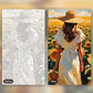 Straw Hat in the Sunflowers paint by numbers kit, before and after
