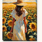 Straw Hat in the Sunflowers paint by numbers kit on stretched canvas