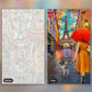 Parisian Boulevards paint by numbers kit, before and after