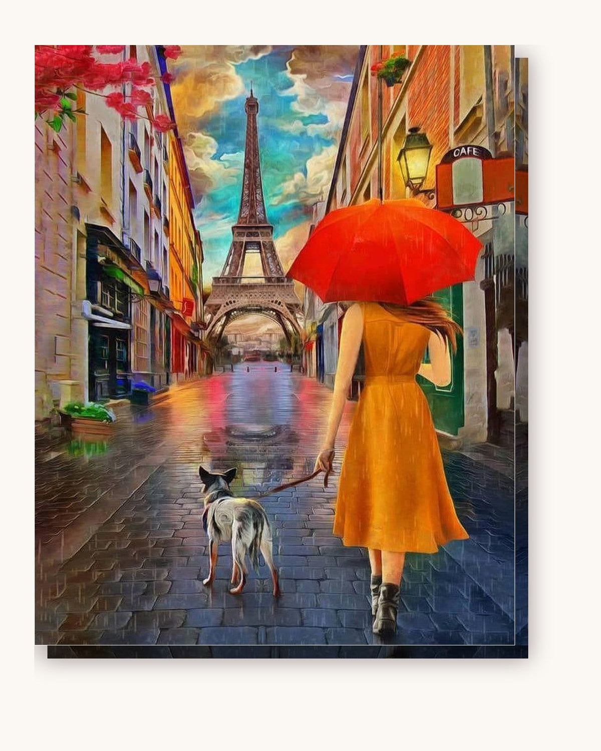 Parisian Boulevards paint by numbers kit on stretched canvas