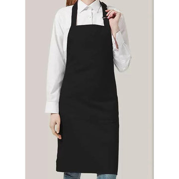The apron seen from the side, neck strap adjusted