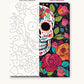 Sugar Skull with Roses numbered canvas next to the finished painting