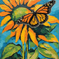 Sunflower and Monarch paint by numbers kit, large sunflower with an orange monarch butterfly