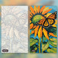 Sunflower and Monarch paint by numbers kit, before and after
