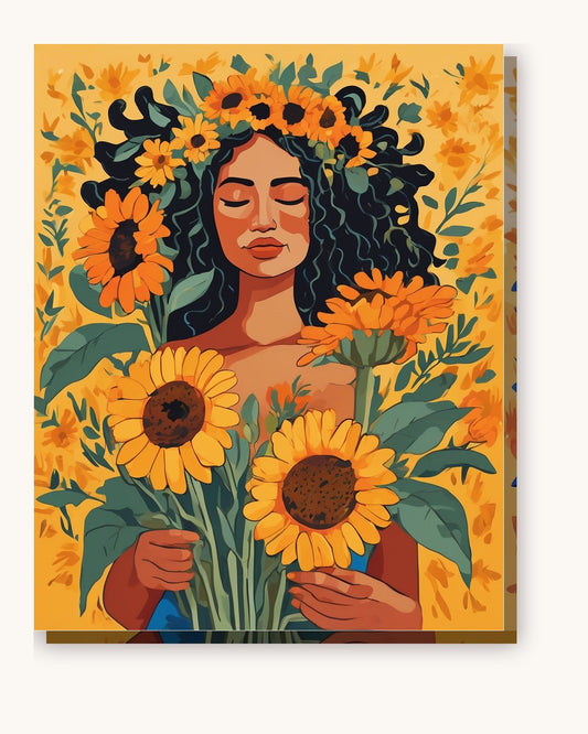 Sunflower Dreamer paint by numbers kit on stretched canvas