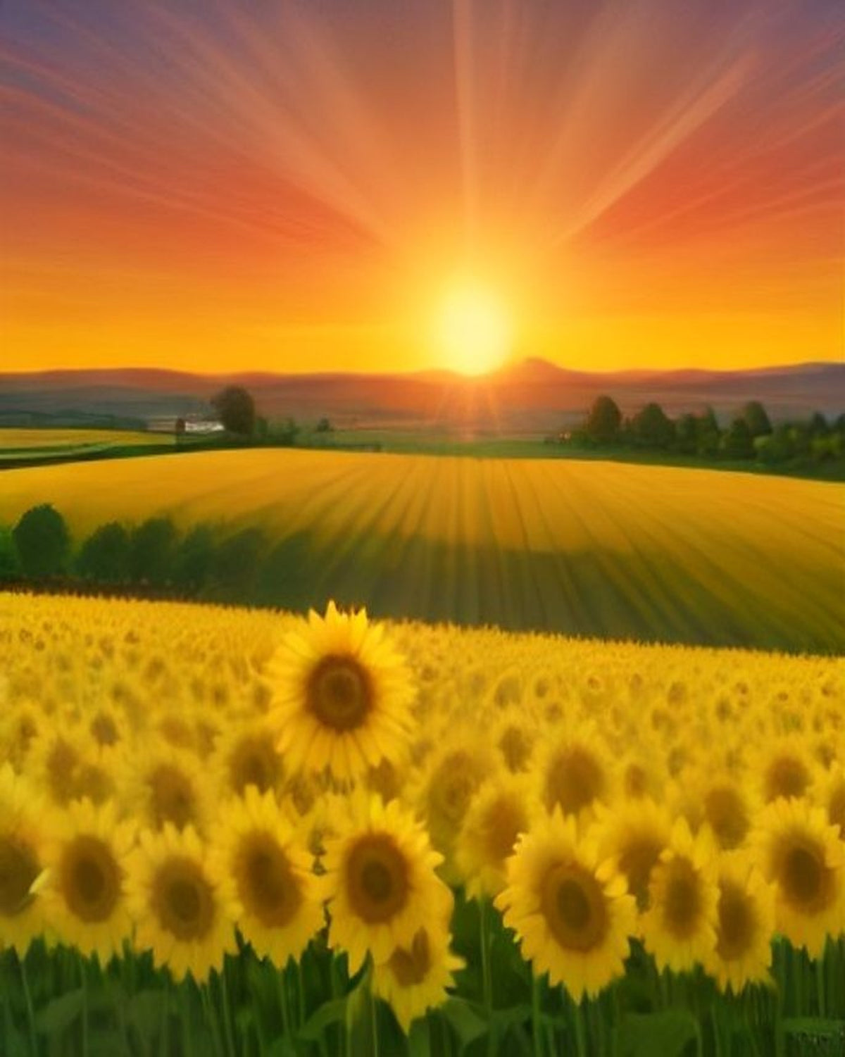 Sunflower Field at Golden Hour paint by numbers kit