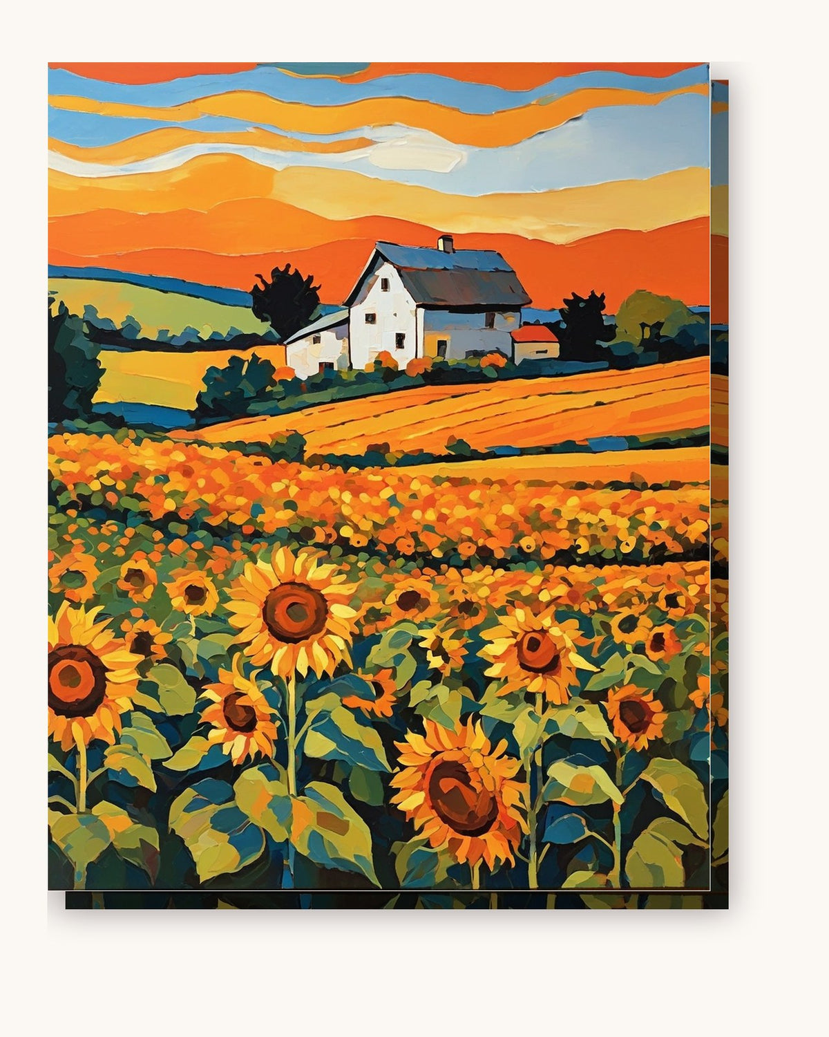 Sunflower Field at Golden Hour paint by numbers kit on stretched canvas
