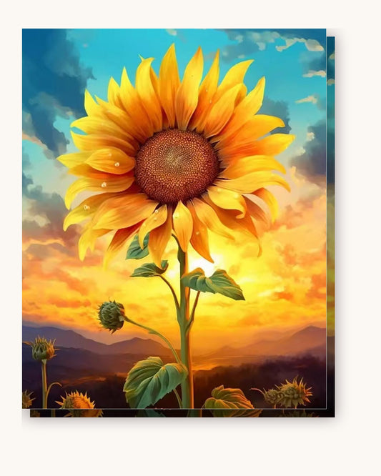 Sunflower paint by numbers kit on stretched canvas