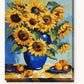 Sunflowers in a Blue Vase paint by numbers kit on stretched canvas