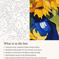 Close-up of the Sunflowers in a Blue Vase canvas texture and printed numbers