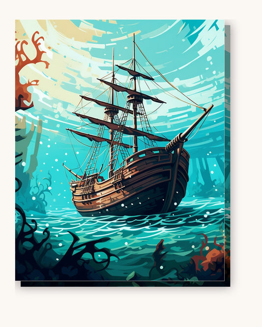 Sunken Mysteries paint by numbers kit on stretched canvas