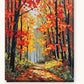 Sunlit Autumn Forest Path paint by numbers kit on stretched canvas