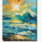 Sunlit Ocean Wave paint by numbers kit on stretched canvas
