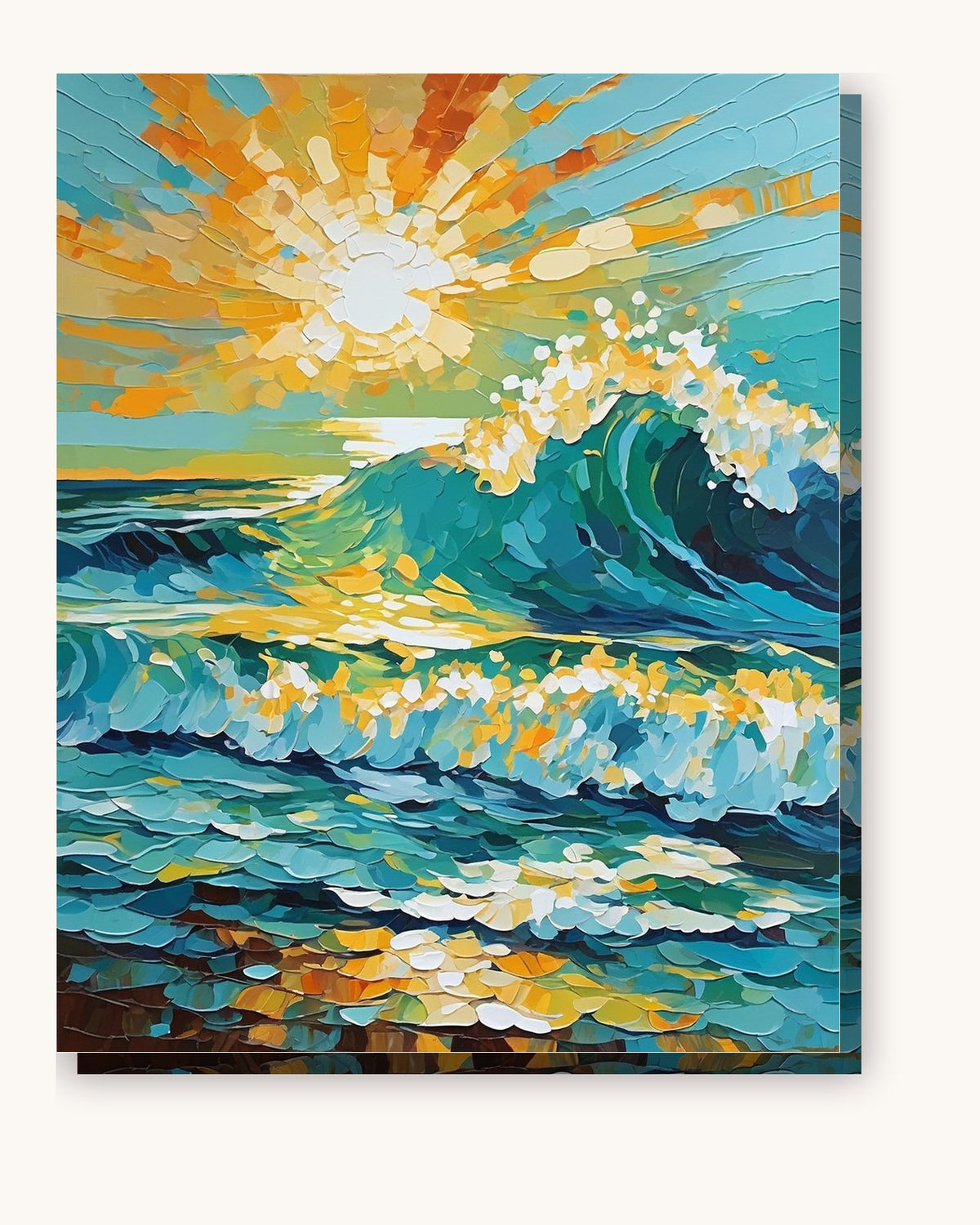 Sunlit Ocean Wave paint by numbers kit on stretched canvas