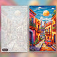 Boulevard Serenade paint by numbers kit, before and after