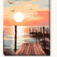 Sunset Pier paint by numbers kit on stretched canvas