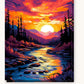 The Sunset Waterway paint by numbers kit on stretched canvas