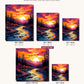 The Sunset Waterway canvas sizes from 12 x 12 to 23.5 x 23.5 inches