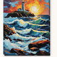 Sunset Surf at the Headland Light paint by numbers kit on stretched canvas