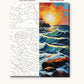 Sunset Surf at the Headland Light numbered canvas next to the finished painting