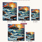 Sunset Surf at the Headland Light canvas sizes from 12 x 12 to 23.5 x 23.5 inches