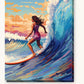 Surfing the Sunset paint by numbers kit on stretched canvas
