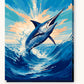 Swordfish Jump paint by numbers kit on stretched canvas