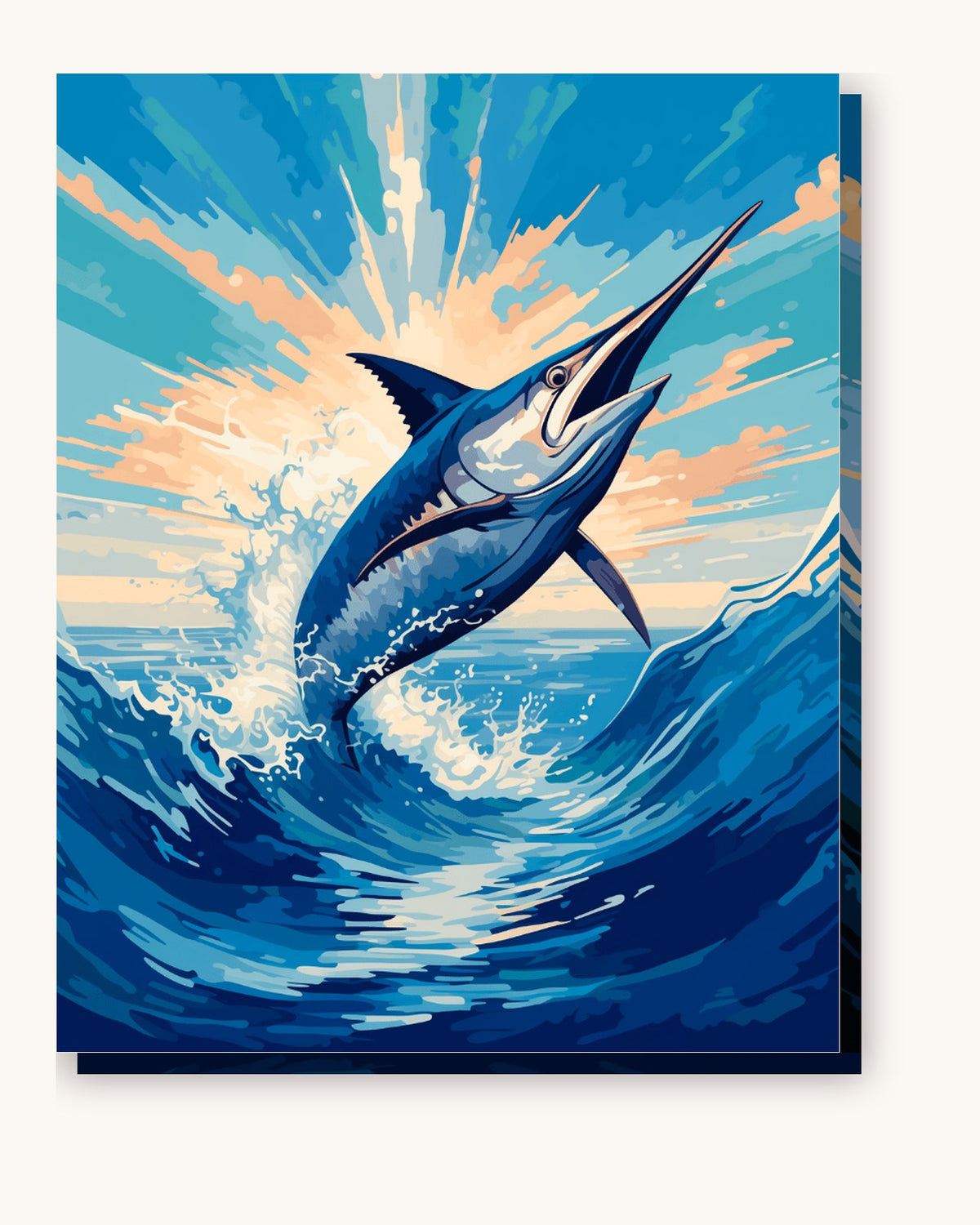 Swordfish Jump paint by numbers kit on stretched canvas